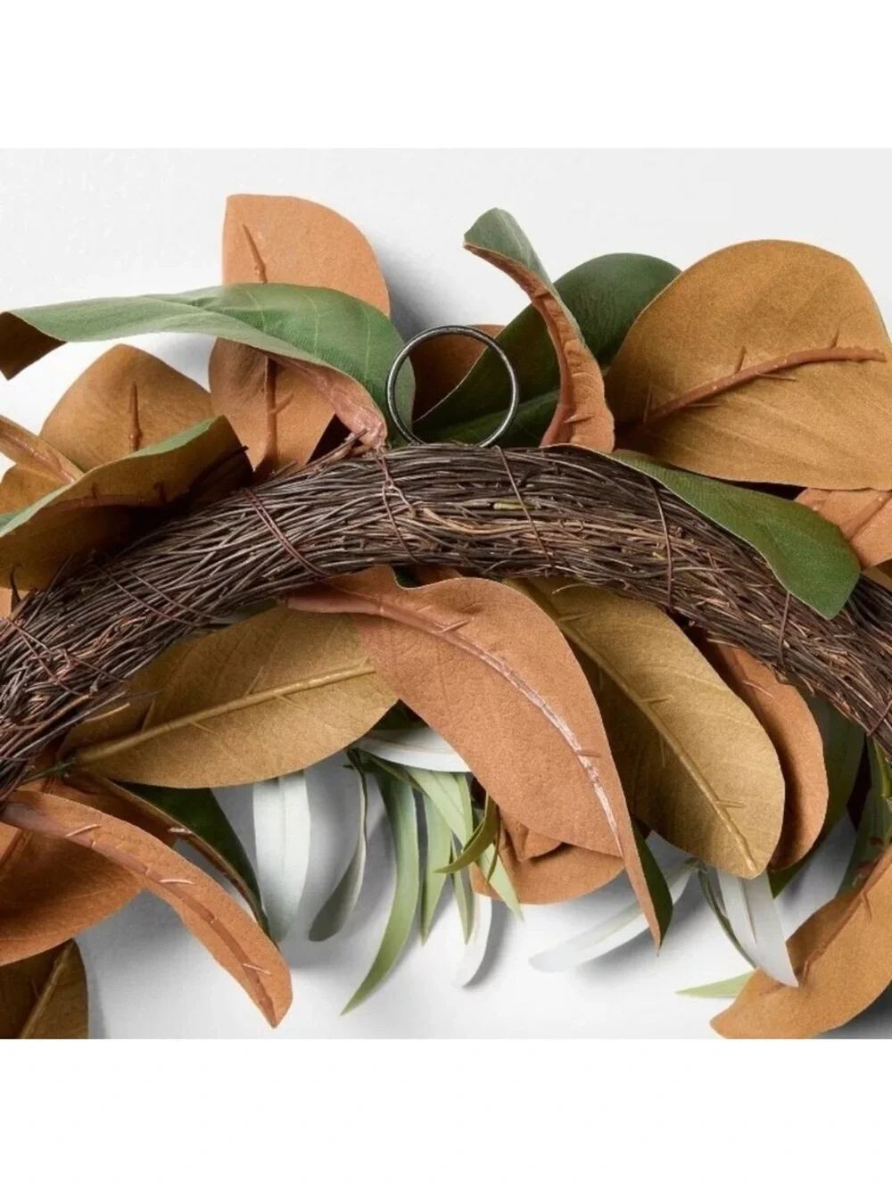Studio McGee 26” Dia Green and Brown Magnolia and Olive Wreath with velvet bow